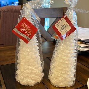 Two Christmas tree candles